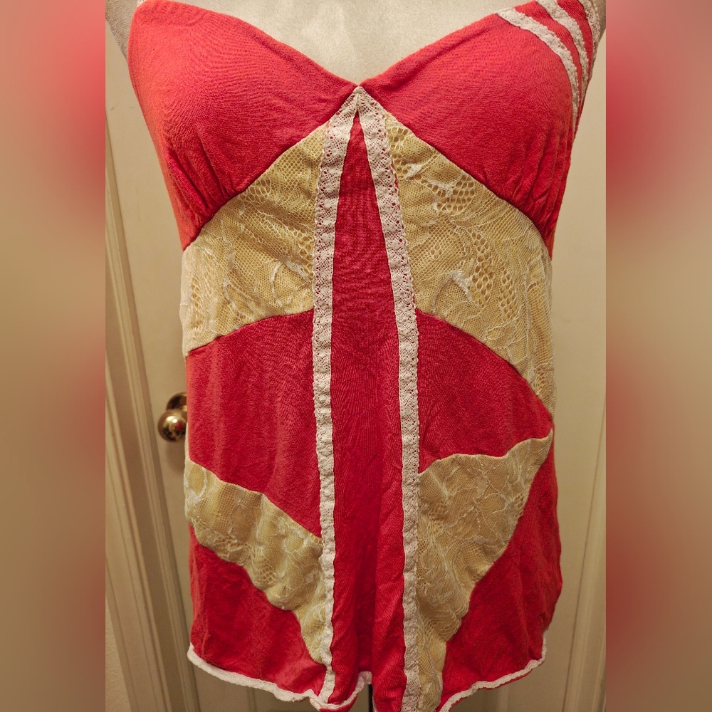 Y2K Kimchi Blue Patchwork Multi Pattern Cami Tank… - image 4